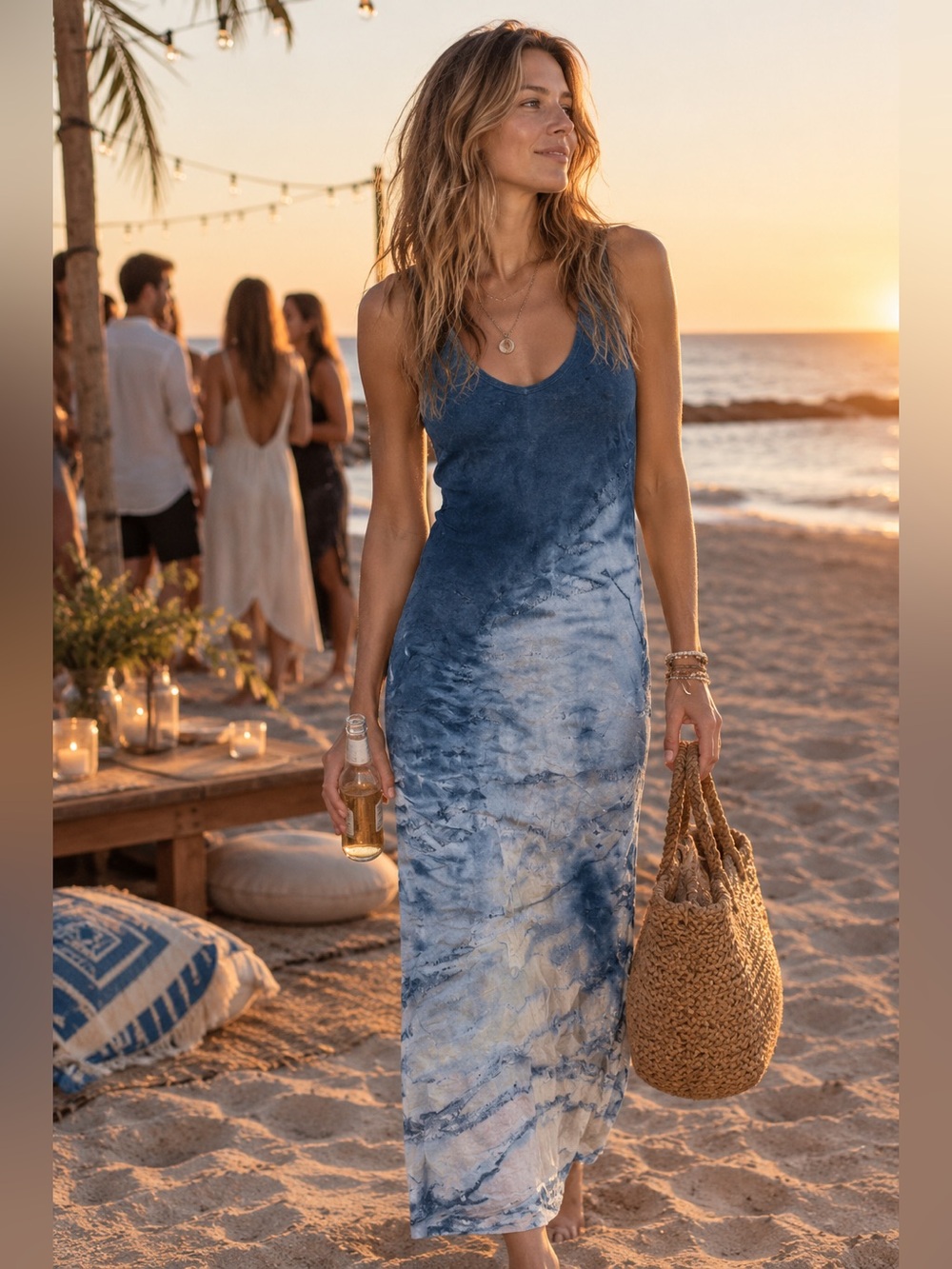 Hardtail Blue Tiedye Side-rushed Dress